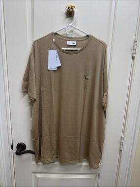 Lacoste Men's Short Sleeve Crew Tee in Khaki
